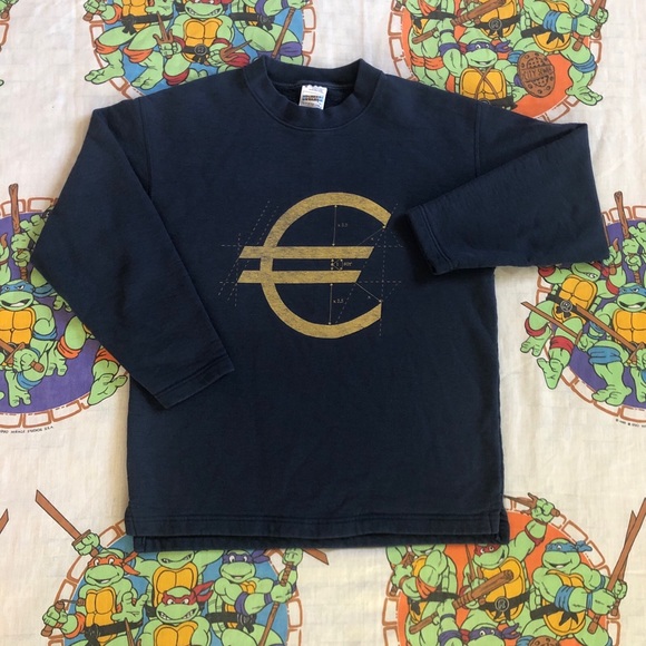 Vintage Euro Money Symbol Sweatshirt Mens Medium - Picture 1 of 5